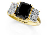 Yellow gold Three-Stone Fancy Black Radiant Cut Diamond Engagement Ring with Prong Setting_4