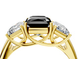 Yellow gold Three-Stone Fancy Black Radiant Cut Diamond Engagement Ring with Prong Setting_7