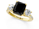 Yellow gold Three-Stone Fancy Black Radiant Cut Diamond Pavé Band with Four-Prong Setting_1