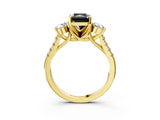 Yellow gold Three-Stone Fancy Black Radiant Cut Diamond Pavé Band with Four-Prong Setting_3