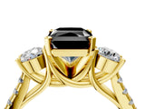 Yellow gold Three-Stone Fancy Black Radiant Cut Diamond Pavé Band with Four-Prong Setting_4