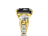 Yellow gold Three-Stone Fancy Black Radiant Cut Diamond Pavé Band with Four-Prong Setting_5