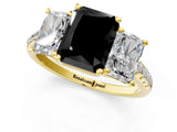 Yellow gold Three-Stone Fancy Black Radiant Cut Diamond Ring with Pavé Band and Prong Setting_25