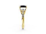 Yellow gold Three-Stone Fancy Black Radiant Cut Diamond Ring with Pavé Band and Prong Setting_26