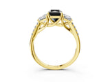 Yellow gold Three-Stone Fancy Black Radiant Cut Diamond Ring with Pavé Band and Prong Setting_27