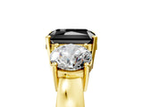 Yellow gold Three-Stone Fancy Black Radiant Cut Diamond Ring with Round Side Stones, Classic Band, and Four-Prong Setting_5