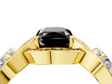 Yellow gold Three-Stone Fancy Black Radiant Cut Diamond Wave Pave Band with Prong Setting_4