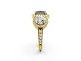Yellow gold Three-Stone Fancy Black Radiant Cut Halo Diamond Milgrain Band with Four-Prong Setting_2
