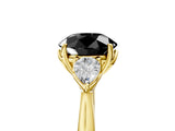 Yellow gold Three-Stone Fancy Black Round Cut Brilliant Diamond Solitaire Ring with Tapered Band and Four-Prong Setting_11