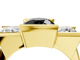 Yellow gold Three Stone Fancy Black Round Cut Cut Channel Set Diamond Ring_4