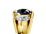 Yellow gold Three Stone Fancy Black Round Cut Cut Channel Set Diamond Ring_5