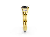 Yellow gold Three-Stone Fancy Black Round Cut Cut Classic Band Prong Setting Ring_2
