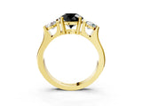 Yellow gold Three-Stone Fancy Black Round Cut Cut Classic Band Prong Setting Ring_3