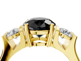 Yellow gold Three-Stone Fancy Black Round Cut Cut Classic Band Prong Setting Ring_4