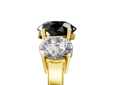 Yellow gold Three-Stone Fancy Black Round Cut Cut Diamond Engagement Ring with Flat Band and Four-Prong Setting_17