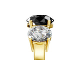 Yellow gold Three-Stone Fancy Black Round Cut Cut Diamond Engagement Ring with Flat Band and Four-Prong Setting_5