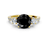 Yellow gold Three-Stone Fancy Black Round Cut Cut Diamond Pavé Band with Prong Setting_39