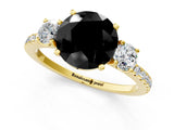 Yellow gold Three-Stone Fancy Black Round Cut Cut Diamond Pavé Band with Prong Setting_40