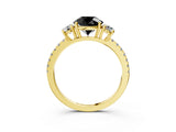 Yellow gold Three-Stone Fancy Black Round Cut Cut Diamond Pavé Band with Prong Setting_42