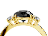Yellow gold Three-Stone Fancy Black Round Cut Cut Diamond Pavé Band with Prong Setting_43