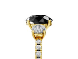 Yellow gold Three-Stone Fancy Black Round Cut Cut Diamond Pavé Band with Prong Setting_44