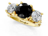 Yellow gold Three-Stone Fancy Black Round Cut Cut Diamond Ring with Channel-Set Band and Four-Prong Setting_13