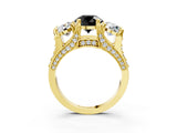 Yellow gold Three-Stone Fancy Black Round Cut Cut Diamond Ring with Channel-Set Band and Four-Prong Setting_15