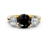 Yellow gold Three-Stone Fancy Black Round Cut Cut Diamond Ring with Channel Set Band and Four-Prong Setting_24