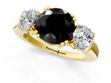 Yellow gold Three-Stone Fancy Black Round Cut Cut Diamond Ring with Channel Set Band and Four-Prong Setting_25