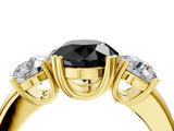 Yellow gold Three-Stone Fancy Black Round Cut Cut Diamond Ring with Channel Set Band and Four-Prong Setting_28