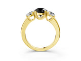 Yellow gold Three-Stone Fancy Black Round Cut Cut Diamond Ring with Channel Set Band and Four-Prong Setting_3