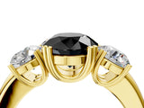 Yellow gold Three-Stone Fancy Black Round Cut Cut Diamond Ring with Channel Set Band and Four-Prong Setting_4