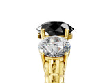 Yellow gold Three-Stone Fancy Black Round Cut Cut Diamond Ring with Channel-Set Band and Prong Setting_5