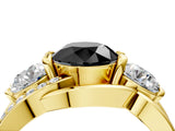 Yellow gold Three-Stone Fancy Black Round Cut Cut Diamond Split Shank Prong Set Ring_4