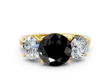 Yellow gold Three-Stone Fancy Black Round Cut Cut Solitaire Ring with Classic Prong Setting