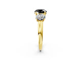 Yellow gold Three-Stone Fancy Black Round Cut Cut Solitaire Ring with Classic Prong Setting_2