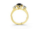 Yellow gold Three-Stone Fancy Black Round Cut Cut Solitaire Ring with Classic Prong Setting_3