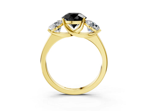 Yellow gold Three-Stone Fancy Black Round Cut Cut Solitaire Ring with Classic Prong Setting_3