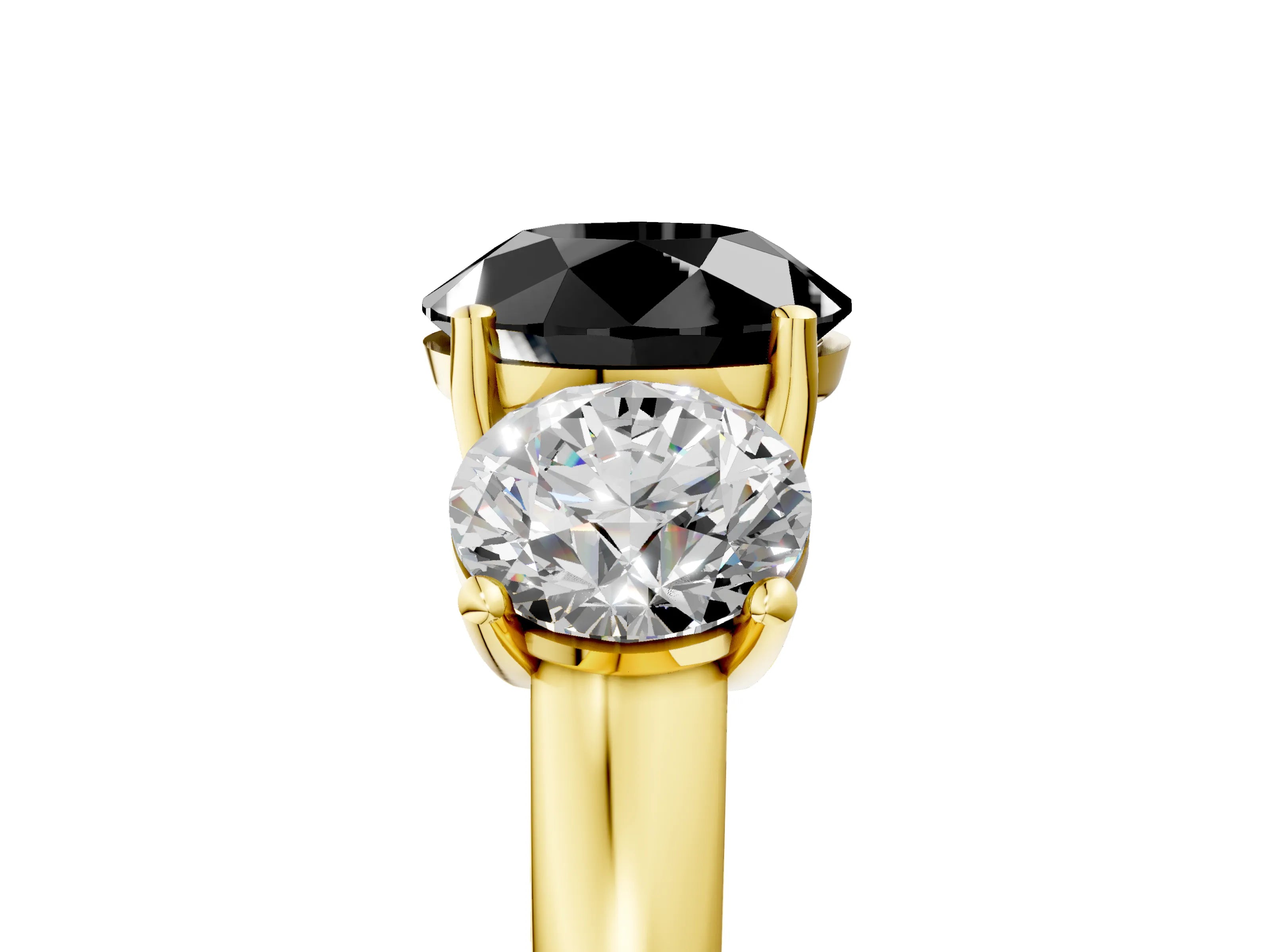Yellow gold Three-Stone Fancy Black Round Cut Cut Solitaire Ring with Classic Prong Setting_5