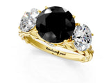 Yellow gold Three-Stone Fancy Black Round Cut Diamond Braided Band Ring with Four-Prong Setting_13