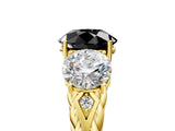 Yellow gold Three-Stone Fancy Black Round Cut Diamond Braided Band Ring with Four-Prong Setting_17