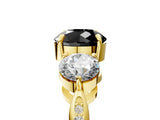 Yellow gold Three-Stone Fancy Black Round Cut Diamond Channel Set Engagement Ring with Prong Setting_5