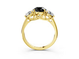 Yellow gold Three-Stone Fancy Black Round Cut Diamond Engagement Ring with Prong Setting_6