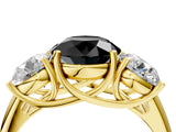 Yellow gold Three-Stone Fancy Black Round Cut Diamond Engagement Ring with Prong Setting_7