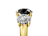 Yellow gold Three-Stone Fancy Black Round Cut Diamond Engagement Ring with Prong Setting_8