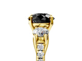 Yellow gold Three-Stone Fancy Black Round Cut Diamond Pavé Band with Four-Prong Setting_5