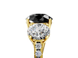 Yellow gold Three-Stone Fancy Black Round Cut Diamond Ring with Pavé Band and Prong Setting_29