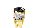 Yellow gold Three-Stone Fancy Black Round Cut Diamond Ring with Round Side Stones, Classic Band, and Four-Prong Setting_5