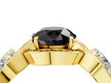 Yellow gold Three-Stone Fancy Black Round Cut Diamond Wave Pave Band with Prong Setting_4