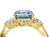 Yellow gold Three-Stone Fancy Blue Asscher Cut Brilliant Diamond Solitaire Ring with Tapered Band and Four-Prong Setting_10